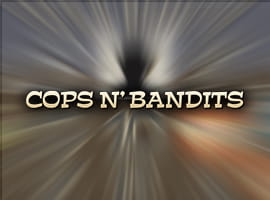Imagen de la tragaperras Cops n Bandits de Playtech en la que aparece un policía persiguiendo a unos ladrones.